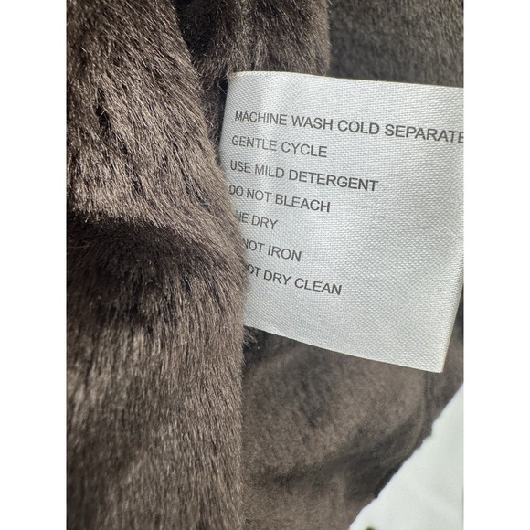 Vintage Penny Lane 1X Brown Coat Faux Suede Fur Trim Hooded Mid-Length Cozy Warm - Picture 6 of 10